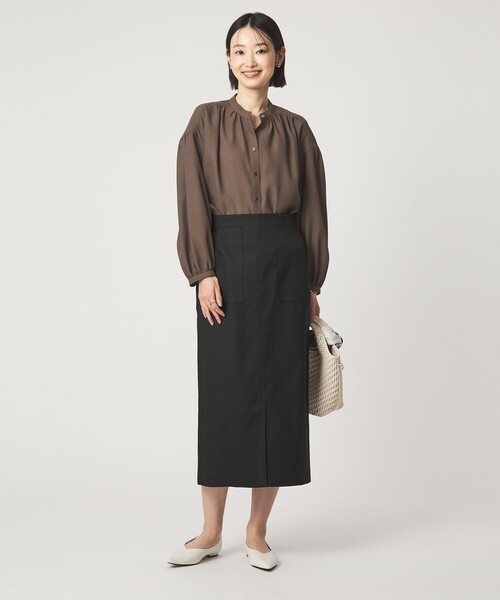 green label relaxing（グリーンレーベルリラクシング）の「［size SHORTあり］Daily Chic カラミ タイト スカート マシンウォッシャブル（スカート・レディース・ブラウン/その他1/ブラック・38/36/SHORT/40）」の12枚目の写真