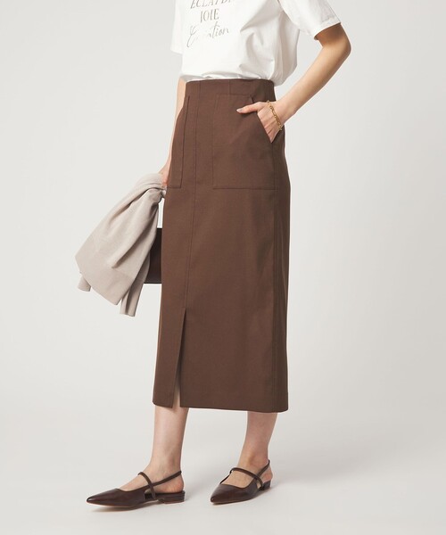 green label relaxing（グリーンレーベルリラクシング）の「［size SHORTあり］Daily Chic カラミ タイト スカート マシンウォッシャブル（スカート・レディース・ブラウン/その他1/ブラック・38/36/SHORT/40）」の17枚目の写真