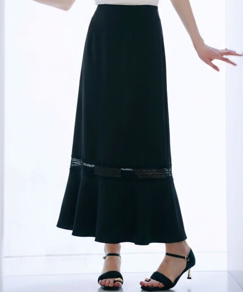 SELFIST(セルフィスト)の「レース切替マーメイドスカート 夏服 春服 フェミニン きれいめ(スカート・レディース・ブラック/アイボリー・36/38)」の1枚目の写真