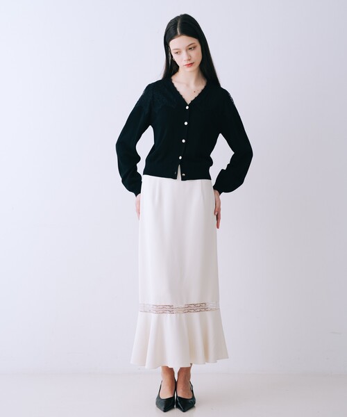 SELFIST(セルフィスト)の「レース切替マーメイドスカート 夏服 春服 フェミニン きれいめ(スカート・レディース・ブラック/アイボリー・36/38)」の6枚目の写真