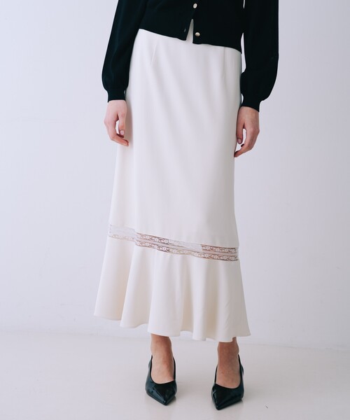 SELFIST(セルフィスト)の「レース切替マーメイドスカート 夏服 春服 フェミニン きれいめ(スカート・レディース・ブラック/アイボリー・36/38)」の7枚目の写真
