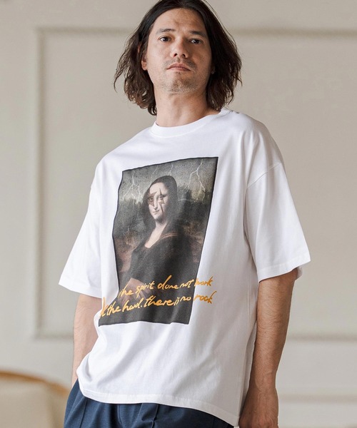 CAMBIO(カンビオ)の「mt10263- ビッグシルエットプリントT(Mona Lisa) Tシャツ(CASD-169)(Tシャツ/カットソー・メンズ・ホワイト/セージグリーン/サンドベージュ・XL/L/M/S)」の4枚目の写真