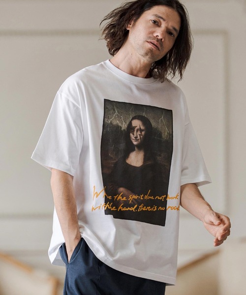 CAMBIO(カンビオ)の「mt10263- ビッグシルエットプリントT(Mona Lisa) Tシャツ(CASD-169)(Tシャツ/カットソー・メンズ・ホワイト/セージグリーン/サンドベージュ・XL/L/M/S)」の6枚目の写真
