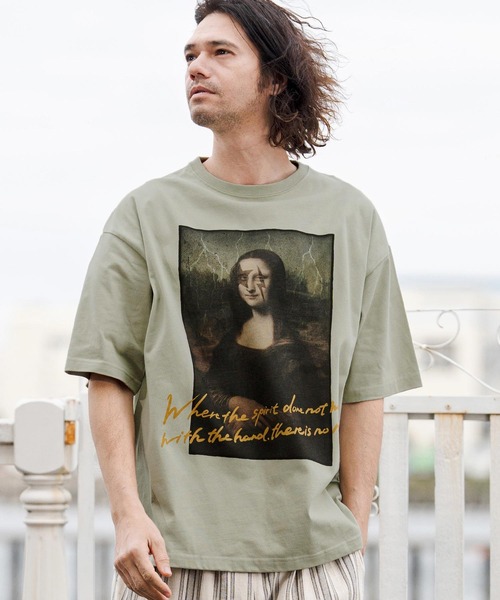 CAMBIO(カンビオ)の「mt10263- ビッグシルエットプリントT(Mona Lisa) Tシャツ(CASD-169)(Tシャツ/カットソー・メンズ・ホワイト/セージグリーン/サンドベージュ・XL/L/M/S)」の10枚目の写真