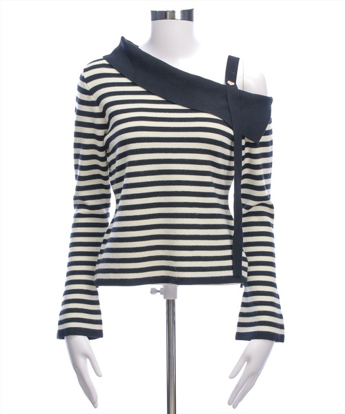 CLEAR BASIC（クリアベーシック）の「セーラーカラーボーダーワンショルニットトップス[大人 フェミニン 上品]≪新作≫（ニット/セーター・レディース・アイボリー/ブラック・F）」の14枚目の写真