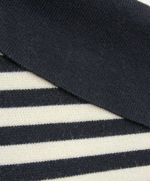 CLEAR BASIC（クリアベーシック）の「セーラーカラーボーダーワンショルニットトップス[大人 フェミニン 上品]≪新作≫（ニット/セーター・レディース・アイボリー/ブラック・F）」の3枚目の写真