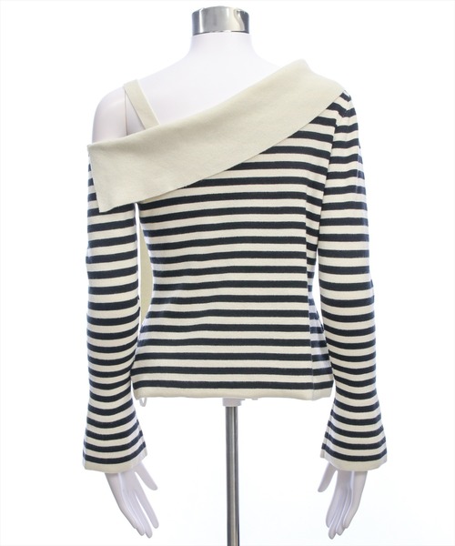 CLEAR BASIC（クリアベーシック）の「セーラーカラーボーダーワンショルニットトップス[大人 フェミニン 上品]≪新作≫（ニット/セーター・レディース・アイボリー/ブラック・F）」の8枚目の写真