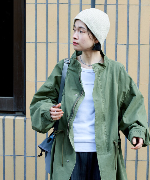 FREAK'S STORE(フリークスストア)の「M-65 フェード加工 ロング モッズコート(モッズコート・レディース・ピンク/ブルー/オリーブ/ブラック・フリ-)」の6枚目の写真