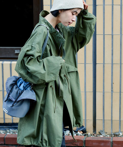 FREAK'S STORE(フリークスストア)の「M-65 フェード加工 ロング モッズコート(モッズコート・レディース・ピンク/ブルー/オリーブ/ブラック・フリ-)」の9枚目の写真