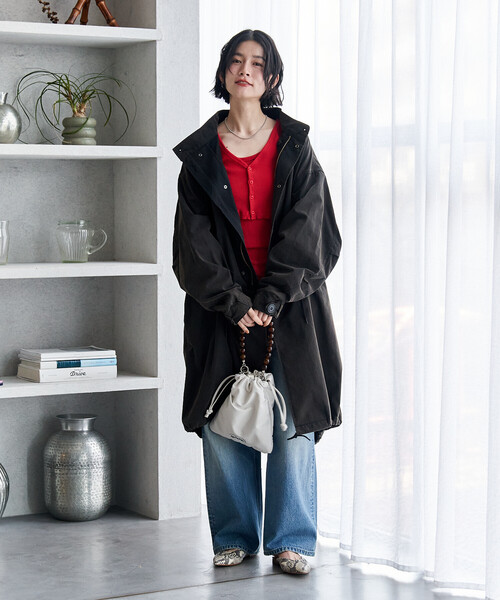 FREAK'S STORE(フリークスストア)の「M-65 フェード加工 ロング モッズコート(モッズコート・レディース・ピンク/ブルー/オリーブ/ブラック・フリ-)」の20枚目の写真