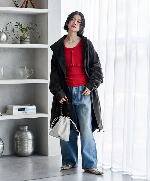 FREAK'S STORE(フリークスストア)の「M-65 フェード加工 ロング モッズコート(モッズコート・レディース・ピンク/ブルー/オリーブ/ブラック・フリ-)」の21枚目の写真