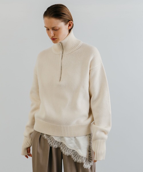 CREDONA（クレドナ）の「WOOL DRIVERS KNIT/ウールドライバーズニット（ニット/セーター・レディース・ベージュ/アイボリー・FREE）」の2枚目の写真