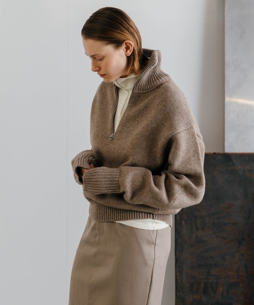 CREDONA（クレドナ）の「WOOL DRIVERS KNIT/ウールドライバーズニット（ニット/セーター・レディース・ベージュ/アイボリー・FREE）」の6枚目の写真