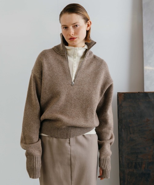 CREDONA（クレドナ）の「WOOL DRIVERS KNIT/ウールドライバーズニット（ニット/セーター・レディース・ベージュ/アイボリー・FREE）」の5枚目の写真