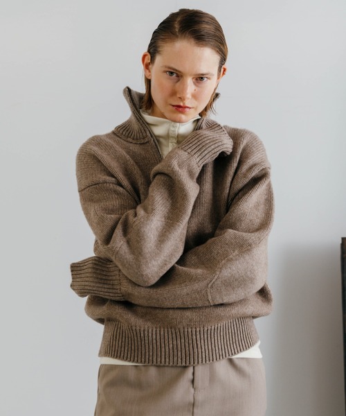 CREDONA（クレドナ）の「WOOL DRIVERS KNIT/ウールドライバーズニット（ニット/セーター・レディース・ベージュ/アイボリー・FREE）」の8枚目の写真