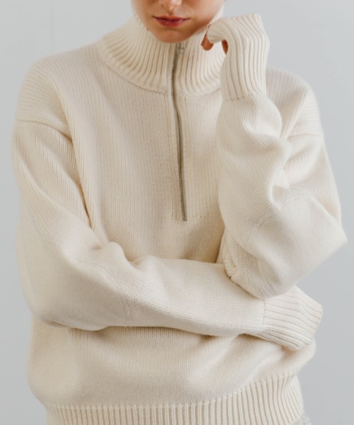 CREDONA（クレドナ）の「WOOL DRIVERS KNIT/ウールドライバーズニット（ニット/セーター・レディース・ベージュ/アイボリー・FREE）」の17枚目の写真