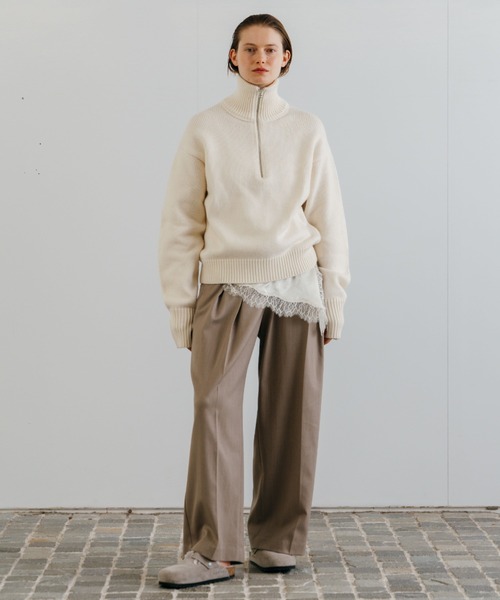 CREDONA（クレドナ）の「WOOL DRIVERS KNIT/ウールドライバーズニット（ニット/セーター・レディース・ベージュ/アイボリー・FREE）」の3枚目の写真