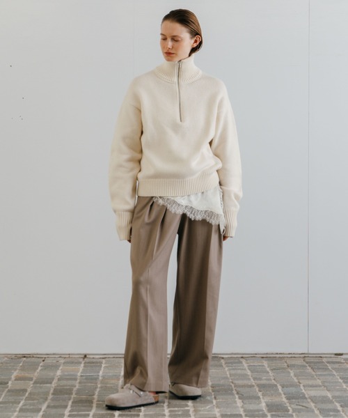 CREDONA（クレドナ）の「WOOL DRIVERS KNIT/ウールドライバーズニット（ニット/セーター・レディース・ベージュ/アイボリー・FREE）」の18枚目の写真