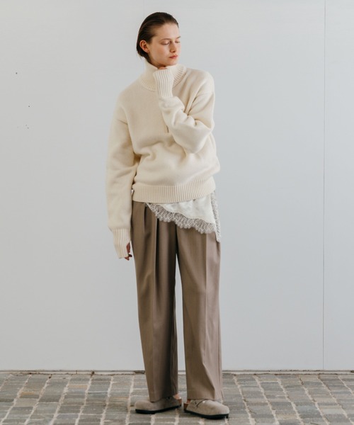 CREDONA（クレドナ）の「WOOL DRIVERS KNIT/ウールドライバーズニット（ニット/セーター・レディース・ベージュ/アイボリー・FREE）」の19枚目の写真