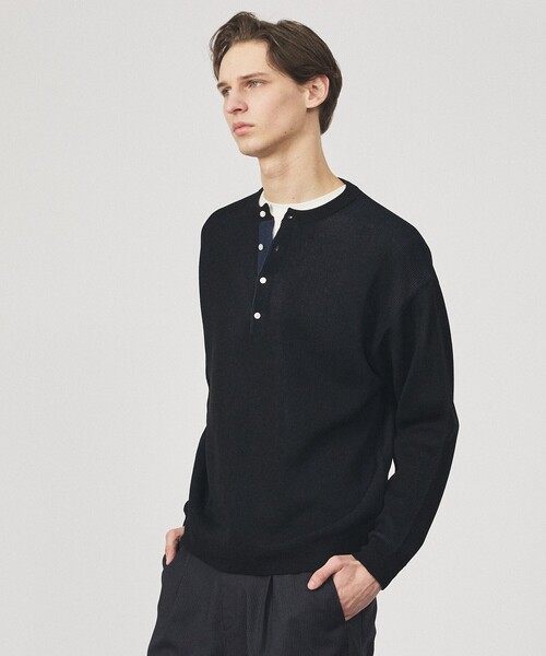 ABAHOUSE（アバハウス）の「リブニット ヘンリーネック プルオーバー（ニット/セーター・メンズ・ブラック/ライトブラウン/グレー・46/48）」の2枚目の写真