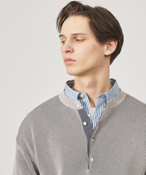 ABAHOUSE（アバハウス）の「リブニット ヘンリーネック プルオーバー（ニット/セーター・メンズ・ブラック/ライトブラウン/グレー・46/48）」の14枚目の写真