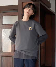 クールコットンCロゴTシャツチャコール