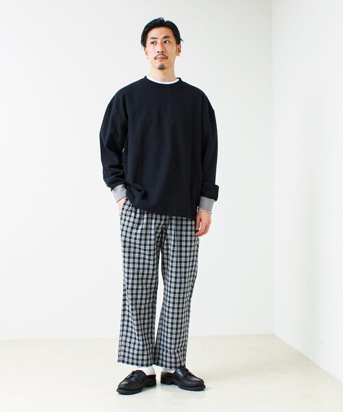 GLOSTER（グロスター）の「【一枚でサマになる】ブークレ配色ラインプルオーバー（Tシャツ/カットソー・メンズ・ライトグレー/ネイビー/ブラック・S/M/L）」の4枚目の写真