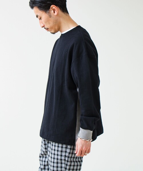 GLOSTER（グロスター）の「【一枚でサマになる】ブークレ配色ラインプルオーバー（Tシャツ/カットソー・メンズ・ライトグレー/ネイビー/ブラック・S/M/L）」の6枚目の写真