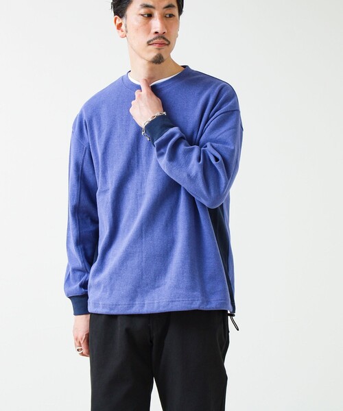 GLOSTER（グロスター）の「【一枚でサマになる】ブークレ配色ラインプルオーバー（Tシャツ/カットソー・メンズ・ライトグレー/ネイビー/ブラック・S/M/L）」の19枚目の写真