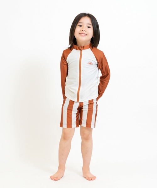 RIO（リオ）の「セパレート水着3点セット（水着・キッズ・ネイビー/ダークブラウン/カーキ/アイボリー・100cm/110cm/120cm/130cm/140cm）」の2枚目の写真