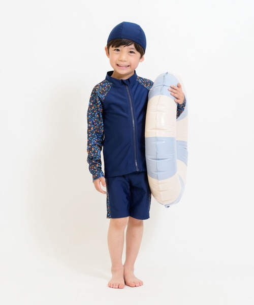 RIO（リオ）の「セパレート水着3点セット（水着・キッズ・ネイビー/ダークブラウン/カーキ/アイボリー・100cm/110cm/120cm/130cm/140cm）」の4枚目の写真