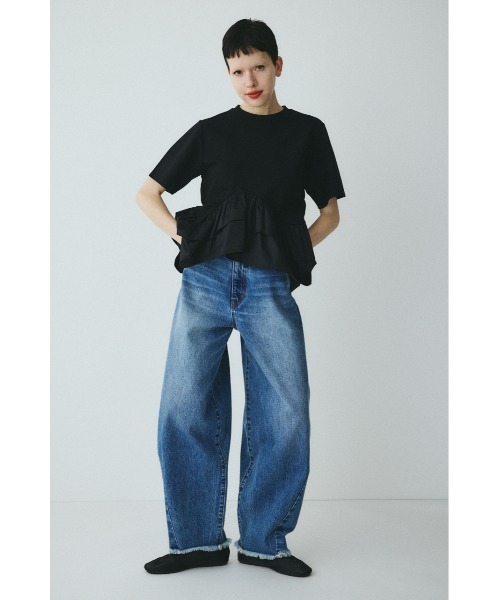 HeRIN.CYE(ヘリンドットサイ)の「Frill hem ponte tops フリルヘムポンチトップス(Tシャツ/カットソー・レディース・ネイビー/ブラック/ホワイト・FREE)」の5枚目の写真