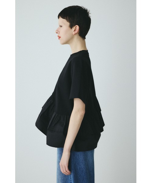 HeRIN.CYE(ヘリンドットサイ)の「Frill hem ponte tops フリルヘムポンチトップス(Tシャツ/カットソー・レディース・ネイビー/ブラック/ホワイト・FREE)」の8枚目の写真