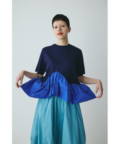HeRIN.CYE(ヘリンドットサイ)の「Frill hem ponte tops フリルヘムポンチトップス(Tシャツ/カットソー・レディース・ネイビー/ブラック/ホワイト・FREE)」の12枚目の写真