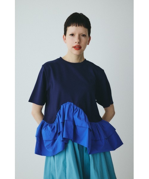 HeRIN.CYE(ヘリンドットサイ)の「Frill hem ponte tops フリルヘムポンチトップス(Tシャツ/カットソー・レディース・ネイビー/ブラック/ホワイト・FREE)」の13枚目の写真