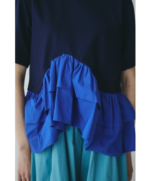 HeRIN.CYE(ヘリンドットサイ)の「Frill hem ponte tops フリルヘムポンチトップス(Tシャツ/カットソー・レディース・ネイビー/ブラック/ホワイト・FREE)」の19枚目の写真