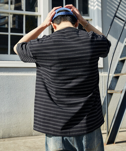 UMBRO（アンブロ）の「UMBRO × PUBLUX/アンブロ ＜吸水速乾＞別注　ワンポイント ロゴ ボーダー Tシャツ　限定展開（Tシャツ/カットソー・メンズ・ブラック/ネイビー/ライトグレー/ホワイト・LARGE/MEDIUM）」の8枚目の写真