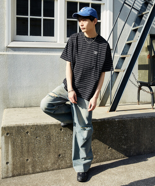 UMBRO(アンブロ)の「UMBRO × PUBLUX/アンブロ 別注 ワンポイント ロゴ ボーダー Tシャツ 限定展開(Tシャツ/カットソー・メンズ・ブラック/ネイビー/ライトグレー/ホワイト・LARGE/MEDIUM)」の12枚目の写真