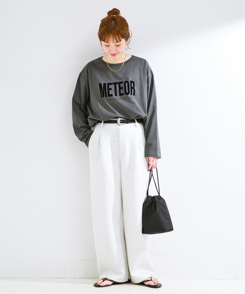 B.C STOCK(ベーセーストック)の「手洗い可 / フロッキーオーバーロンTEE(Tシャツ/カットソー・レディース・ホワイト/チャコールグレー・FREE)」の15枚目の写真