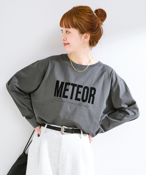 B.C STOCK(ベーセーストック)の「手洗い可 / フロッキーオーバーロンTEE(Tシャツ/カットソー・レディース・ホワイト/チャコールグレー・FREE)」の18枚目の写真