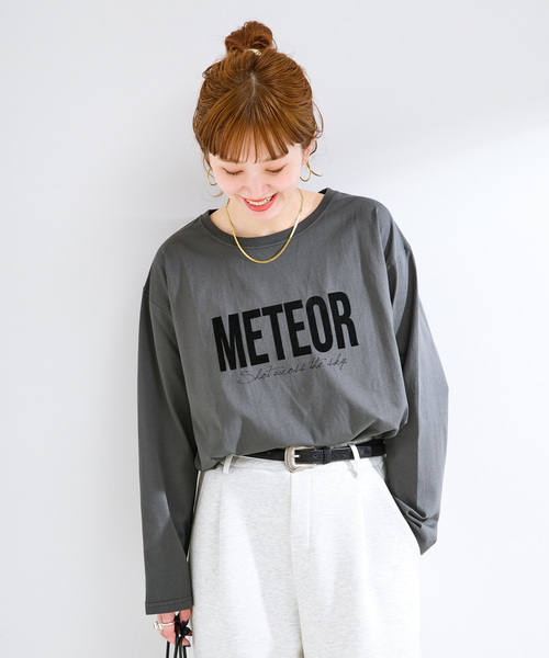 B.C STOCK(ベーセーストック)の「手洗い可 / フロッキーオーバーロンTEE(Tシャツ/カットソー・レディース・ホワイト/チャコールグレー・FREE)」の19枚目の写真