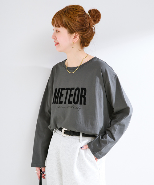 B.C STOCK(ベーセーストック)の「手洗い可 / フロッキーオーバーロンTEE(Tシャツ/カットソー・レディース・ホワイト/チャコールグレー・FREE)」の20枚目の写真