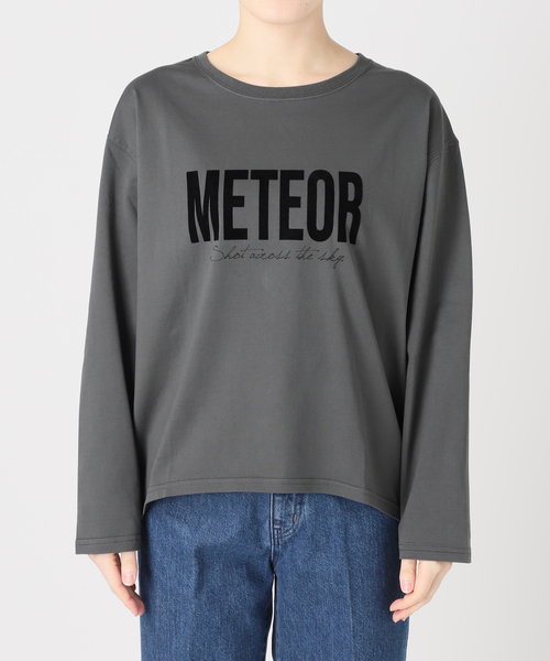 B.C STOCK(ベーセーストック)の「手洗い可 / フロッキーオーバーロンTEE(Tシャツ/カットソー・レディース・ホワイト/チャコールグレー・FREE)」の9枚目の写真