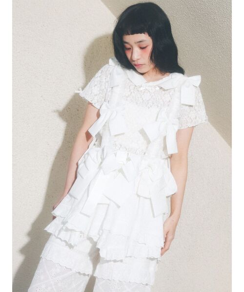 merry jenny（メリージェニー）の「Tulle ribbon harness（ベルト・レディース・ピンク/オフホワイト/ライトブルー・FREE）」の4枚目の写真