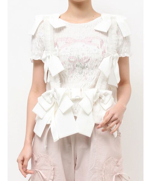 merry jenny（メリージェニー）の「Tulle ribbon harness（ベルト・レディース・ピンク/オフホワイト/ライトブルー・FREE）」の4枚目の写真
