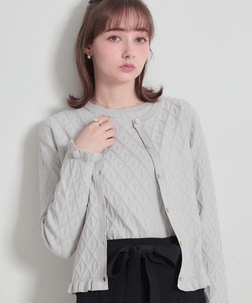 couture brooch(クチュールブローチ)の「【アンサンブル可】ダイヤ柄カーディガン(カーディガン/ボレロ・レディース・ブラック/ライトグレー/イエロー系その他・36/38/42)」の3枚目の写真