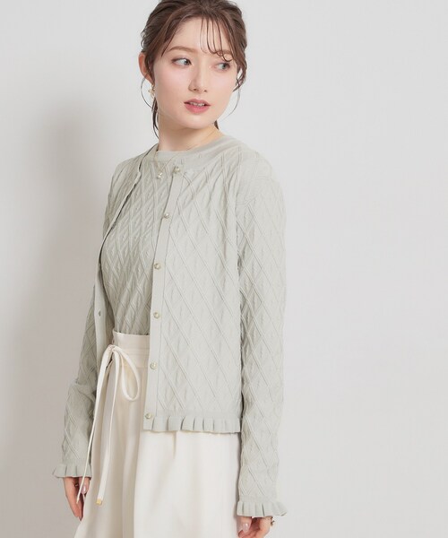 couture brooch(クチュールブローチ)の「【アンサンブル可】ダイヤ柄カーディガン(カーディガン/ボレロ・レディース・ブラック/ライトグレー/イエロー系その他・36/38/42)」の19枚目の写真