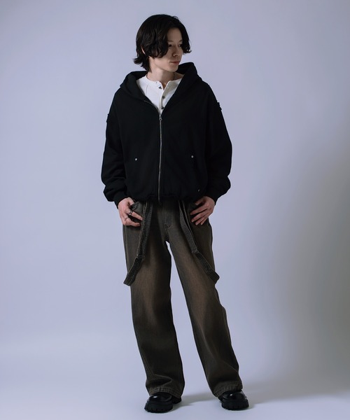 improves（インプローブス）の「12ozデニム サスペンダー付き ワイドワークパンツ（デニムパンツ・メンズ・チャコール/ネイビー/カモフラージュ・MEDIUM/LARGE）」の11枚目の写真