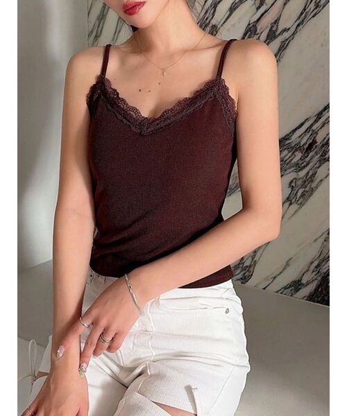 RESEXXY（リゼクシー）の「レーストリミングキャミ（キャミソール・レディース・ブラック/ブラウン/ホワイト・FREE）」の3枚目の写真