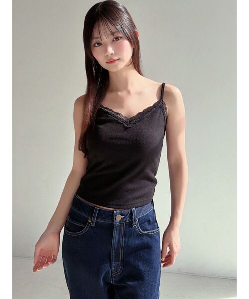 RESEXXY（リゼクシー）の「レーストリミングキャミ（キャミソール・レディース・ブラック/ブラウン/ホワイト・FREE）」の4枚目の写真